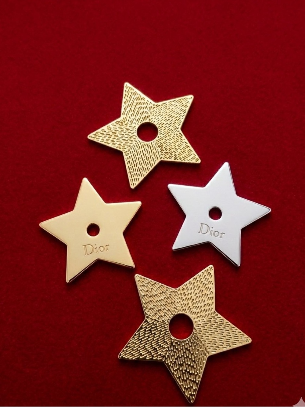Authentic Dior Gold and Silver Metal Star Ornament / Charm Quartet - Set of 4